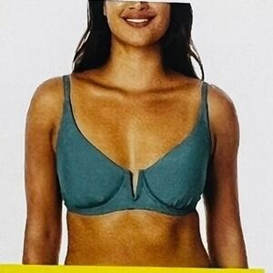 NWT Anne‎ Cole Bikini Bathing Suit Top Ocean Green Padded XL Beach Swimwear